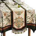 patdrea Designer Elegant Jungles Velvet Table Runner 71 Inch Long, Dark Cyan Color with Leaves Pattern Table Mat, Decoration for Kitchen Dining Coffee Table Cabinet Banquet Thanksgiving, 12"*71"