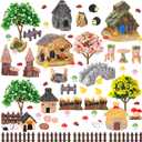 60 PCS Mini Fairy Garden Accessories Kit Enchanted Miniature House Decor Set with Tiny Figurines, DIY Micro Landscape Ornaments for Terrarium, Dollhouse Succulent Craft