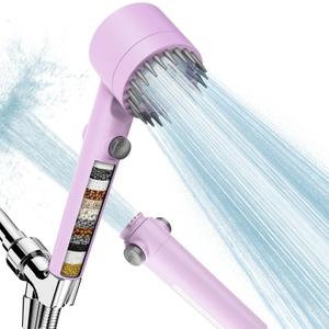 Filtered Shower Head with Handheld, High Pressure Water Flow and Multiple Spray Modes Shower Head with Filter, Power Wash for Hard Water, Showerhead with ON/OFF Switch for Pets Bath (Purple)