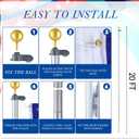 FuWeave Flag Poles for Outside House in Ground 20 ft Sectional Flag Pole Kit Extra Thick 16 Gauge Heavy Duty Aluminum Flag Pole with Gold Ball Top for Residential or Commercial(Silver)