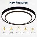 20 Inch LED Flush Mount Ceiling Light, Black Modern Ceiling Light Fixture 48W with 5CCT, Dimmable Ceiling Light for Kitchen Lighting Fixtures Ceiling, Bedroom & Living Room