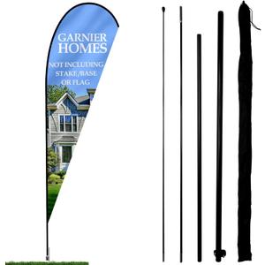 Anley Teardrop Feather Flagpole Set - Assembled Flutter Banner Pole Set with Carrying Bag - Fits 3Ft X 7.5Ft Feather Flags (Flag and Stand Not Included) - Flagpole ONLY