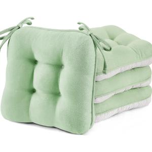 BETU Chair Cushions for Dining Chairs Set of 4,3.5" Thick Green Kitchen Chair Cushions Chair Pads with Ties,Non Slip Backing,Home Room Decor Seat Cushion,Bar,Patio Folding Chairs15.5"X15.5"X3.5"Green