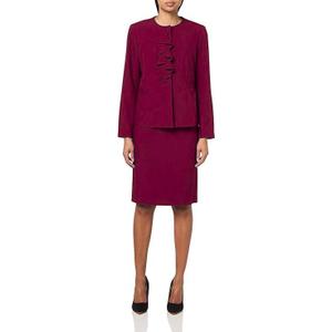 Le Suit Women's Ruffle Front Blazer & Skirt, 2pc Set, 10