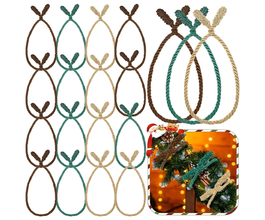 Zhengmy 16 Pcs 25 Inches Christmas Velvet Garland Ties Christmas Decorative Twist Ties for Banister Reusable and Flexible Twist for Xmas Home Decorations Holiday Craft Wrapping(Burgundy)