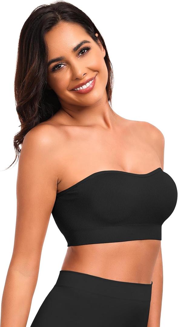 Bra for Women No Slip Silicone Grip Bandeau Bra Medium