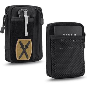 Sayram SP5 EDC Pouch, Pocket Organizer, Small Pocket Organizer with Patches Area, EDC Pouch Organizer with 6 Pockets for EDC Gears, Zippered Multitools Organizer Utility Pouch Tool Bag, Black