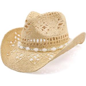 Cowboy Hat,Cowgirl Hat,Cowboy Hats for Women/Mens Yellow (Beige+white)