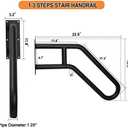 1pcs Hand Rails for Outdoor Steps, Indoor U-Shaped Wall Mount Stair HandRail, Metal Iron Outdoor Grab Bar Black Hand railings for The Elderly, Disabled, Pregnant Women (22.8"X18.5"1pc)