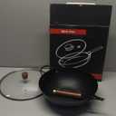 Nonstick Wok, 13-Inch Carbon Steel Wok Pan with Glass Cover, Woks & Stir-Fry Pans for Induction, Electric, Gas, Halogen, All Stoves