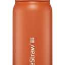 LifeStraw Go Series Insulated Stainless Steel Water Filter Bottle for Travel and Everyday Use Removes Bacteria, Parasites and Microplastics, Improves Taste, 24oz Kyoto Orange