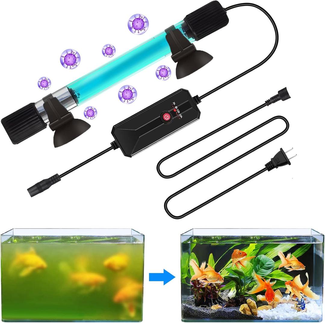 Clean Light for Aquarium13 W Fish Tank Clean Light with Timer,Aquarium Green Killing Waterproof Clean Submersible Lamp for Pond,Swimming Pool,Indoor