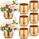 8 Pcs Small Gold Vases for Centerpieces Tall Metal Flower Trumpet Vase Vintage Compote Planter Plant Pots for Wedding Party Table Centerpiece Decorations (4.1 Inch,Pot)