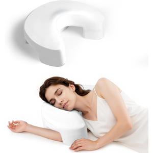Side Sleeper Pillow for Adults, Ergonomic Memory Foam Shoulder Pillow with Arm Hole for Neck and Shoulder Pain, Suitable for Side Sleepers (White)