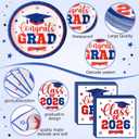 Funnymoom 400 Pcs Graduation Party Supplies Class of 2026 Graduation Paper Plate Napkin Cup Cutlery Congrats Grad Disposable Tableware Set for Grad Party Decorations, Serve 50 (Blue, Red)