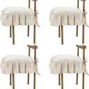 4 Pcs Ruffle Chair Cushions Cover 17.5''x17.5'' French Chair Pad Slipcover with Ties Ruffled Skirt Seat Cover Farmhouse Covers Only, for Home Dining Kitchen (Classic,Retro Cream White)