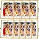 Treela 9 Pieces 5 x 7 Inch Picture Floating Frames Metal Glass Photo Vintage Brass Frames Vertical Geometric Desk Decorations(Gold)
