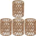 Rattan Lamp Shade, 4-Pack Retro Small Wicker Lamp Shade Replacement, Boho Woven Pendant Light Lampshade Cover for Chandelier,Lamp Holder,Ceiling Light,Pendant Light,Floor Lamps