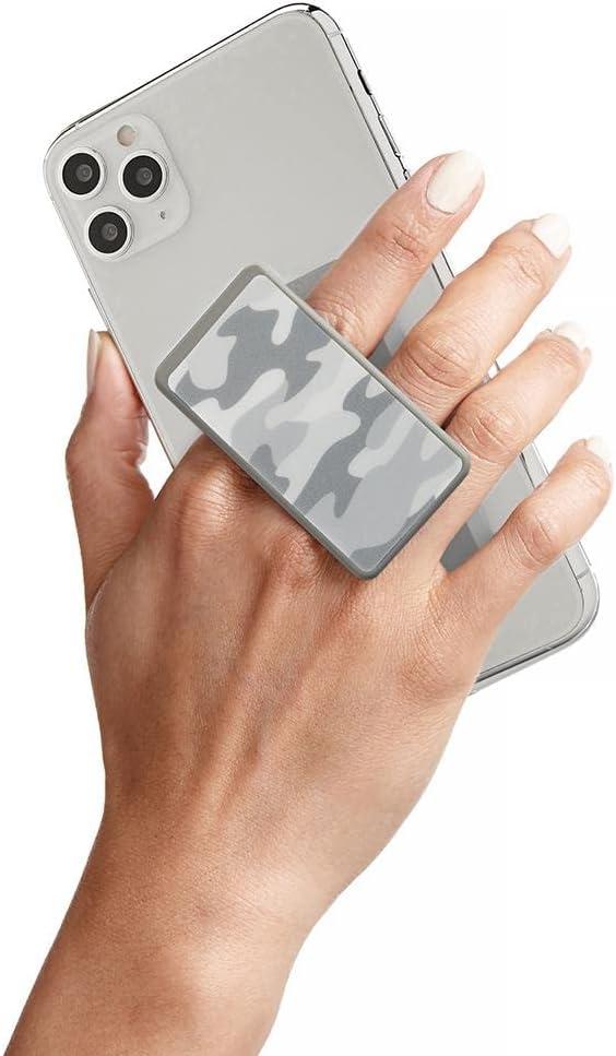 HANDL New York Phone Grip & Stand  Multifunctional Finger Holder with Strong Adhesive, Wireless Charging Compatible  Sleek Camo Design for iPhone, Samsung & All Smartphones (White)