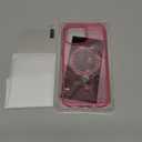 BOXDXB Magnetic Case for iPhone 16 Pro Max with Stand, Clear Glitter Military-Grade Shockproof Ring Kickstand Cases, 1 x Screen Protector Compatible with Magnetic Cover Case for Women Girls-Pink