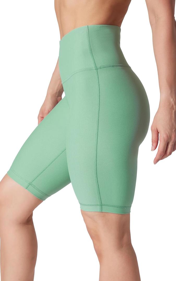 90 Degree By Reflex Womens High Waisted Biker Shorts Ribbed Workout Yoga Running Tummy Control Spandex Short (S)