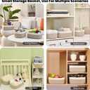 ICERZCZ Small Baskets for Organizing, Decorative Storage Baskets for Shelves, Storage Bins, Woven Baskets for Storage, Mini Basket for Nursery, 13"×8.5"×5.1" (3 Packs) Off White & Brown