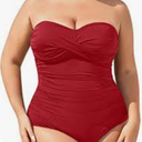 Reform Women's Tummy Control One Piece Swimsuit Bandeau Strapless Bathing Suits, Large
