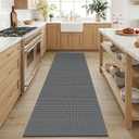 KOZYFLY 3x6 Washable Runner Rug, Non Slip Wide Runners for Hallway, Woven Large Entryway Runners, Braided Floor Carpet Runner for Entry, Kitchen, Bedside, Hall, Grey/Dark Grey