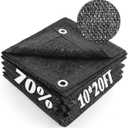 Cool Area 70% Sun Shade Cloth Mesh Tarp with Grommets for Plant Cover 10x20ft Patio Canopy Garden Pergola Greenhouse Car Barn Kennel Black