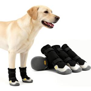 Dog Boots for Winter Snowy Day Water-Resistant Dog Shoes for Small Medium Large Dogs Paw Protectors for Outdoor Hiking Walking (Black, 4# (Width 2.2inch) for 33-44lbs)