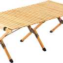 UNICOO Bamboo Folding Picnic Table, Portable Camping Table W/Carry Bag, Low Height Foldable BBQ Roll Up Table, Beach Table for Indoor & Outdoor Party, BBQ and Hiking (4 FT, Nature)