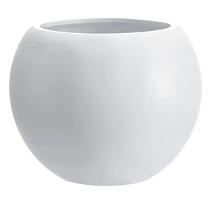 13.5 H x 17" Dia (12" Pot Opening) White Round Fiberstone Tall Planter with Drainage Hole, Indoor/Outdoor Large Plant