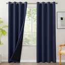 BONZER 100% Blackout Curtains 84 inches Long for Bedroom- 4 Panels Full Light Blocking Window Drapes, Single Layer Room Darkening Curtain with Black Backing for Living Room, Kids Room, Navy Blue
