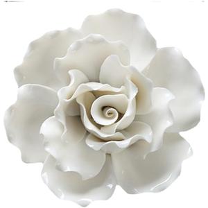 CEUYGT Ceramic Flower Wall Decor Handmade 3D Wall Art Hanging Sculpture White Flower Wall Decor (4.7"L x 4.7"W, Rose 4.72")