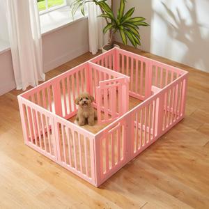 Cozy-Picket Dog Playpen Indoor Deco Pen, 24" H, Pink, 12 Panels