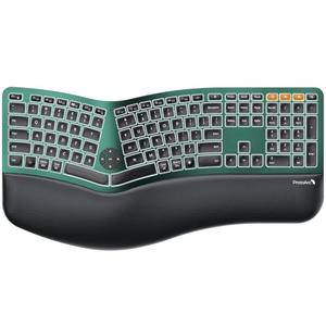 ProtoArc Backlit Bluetooth Ergonomic Keyboard, EK01 Plus Full Size Wireless Split Keyboard with Dual Bluetooth and USB, Cushioned Wrist Rest, Rechargeable, Compatible with Windows/Mac/Android, Green