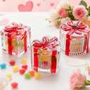 kanpura Red Glass Candy Jar Crystal Candy Dish with Lid Set of 3 Clear Glass Jar for Cookie, Coffee Beans, Snacks, Spices Mother Day Gift for Mom