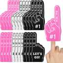 Sinmoe 24 Pcs Mini Foam Finger Baseball Fan Mini Foam Finger, We're #1 Sports Themed Party Supplies for Baseball Hockey Football Basketball Events Team Gifts(Black, White, Pink)