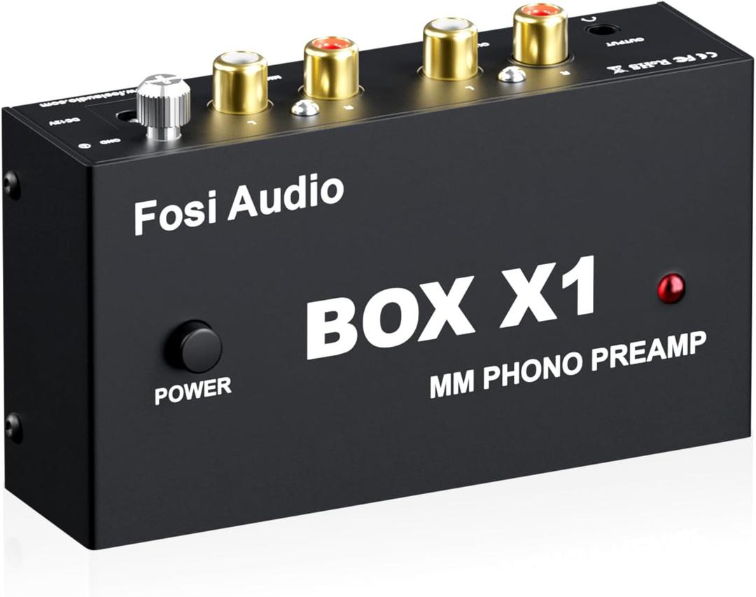 Fosi Audio Box X1 Phono Preamp for MM Turntable Mini Stereo Audio Hi-Fi Phonograph/Record Player Preamplifier with 3.5MM Headphone and RCA Output with DC 12V Power Supply