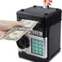 Piggy Bank for Kids, ATM Electronic Password Cash Coin Bank, Money Saving Box for Kids, Boys Girls Birthday Gift (Black)