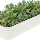G GOOD GAIN Raised Garden Bed Kit - 5-in-1 Adjustable Galvanized Metal Planter Box with Protective Tape & Gloves & Tools | 8x3x1.4ft Outdoor Raised Bed for Gardening Vegetables, Flowers, Herbs, Green