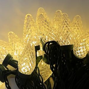 FOMOMDI C9 Christmas String Lights, 50 LED 33FT Extendable Outdoor Christmas Roofline Lights for Outdoor Patio Decor, Green Wire (C9 Warmwhite)