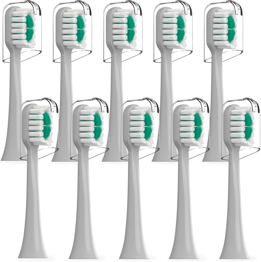 Replacement Brush Heads Compatible with AquaSonic icon Electric Toothbrush, 10 Pack, Stone