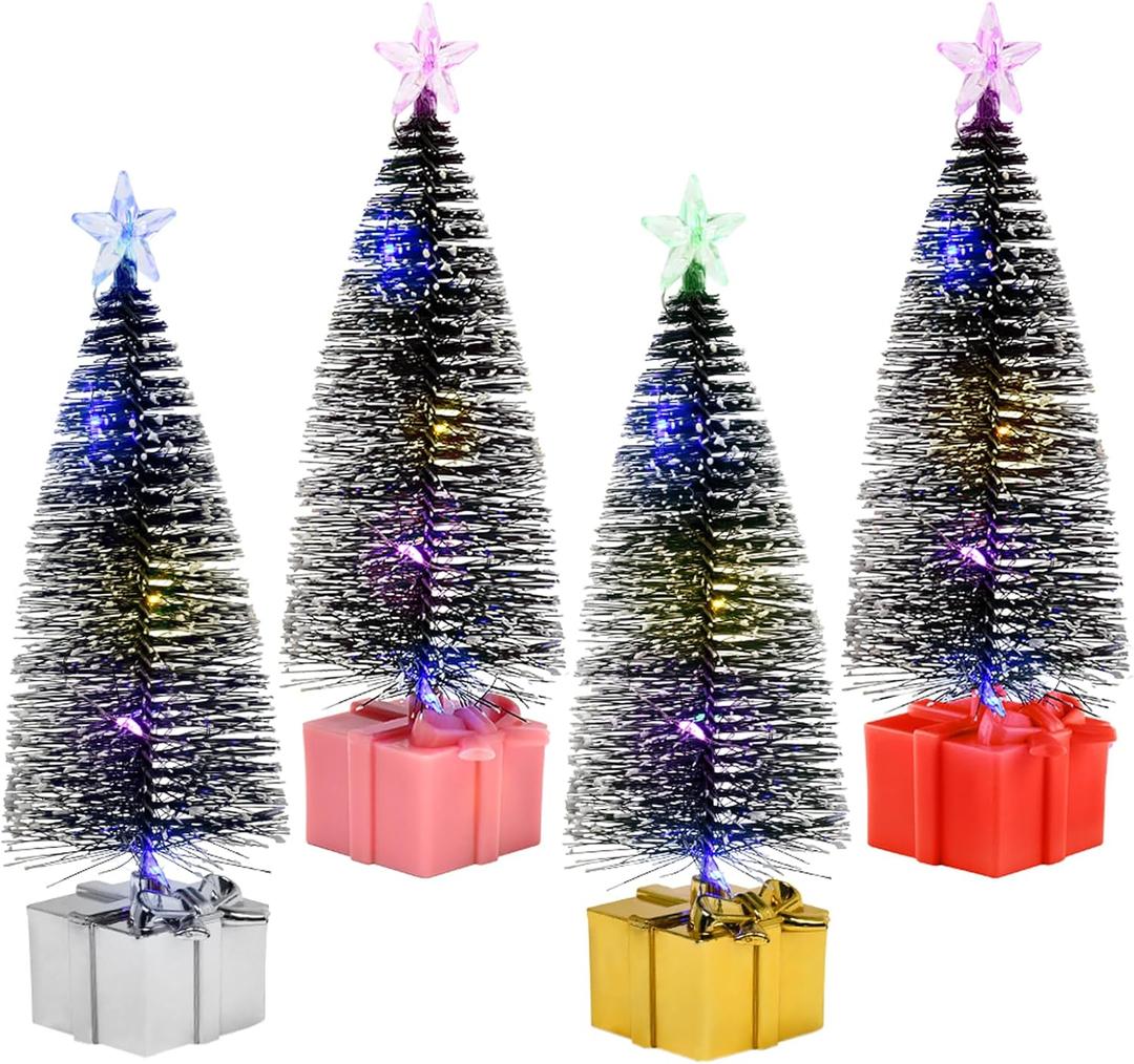 4Pcs Mini Christmas Tree with Lights, Tabletop Christmas Tree, Christ mas Decor Indoor, for Christ mas Decorations Indoor Xmas Holiday Party