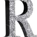 Qunclay Silver Crystal Diamond Bling Letters Crushed Diamond Decorations Glitter Letters with Screws and Hooks Rhinestone Gifts for Wedding Birthday Wall Bedroom Bathroom Decor(Letter R,12l" X 12"w)