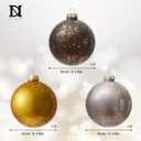 DN DECONATION Christmas Ball Ornaments Set of 9, Gold & Silver & Brown Glass Ball Ornaments 3.14, Decorative Hanging Ornaments for Christmas Tree, Holiday Decorations Indoor Winter Decor Gift (Matte 3 Color)