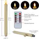 Homemory 48 Pcs Plastic Flameless Taper Candles with Remote Timer Dimmer, Taper Candles Battery Operated with Flickering Light, Ivory Led Candlesticks for Wedding Party Holiday Decoration 9.6 Inches