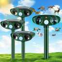 4 Pack Upgraded Ultrasonic Cat Repellent Outdoor,Squirrel Repellent Deer Repellent Skunk Repellent for Yard,Waterproof Solar Animal Repeller with Motion Sensor to Scare Away Dog Raccoon Rabbit Mouse