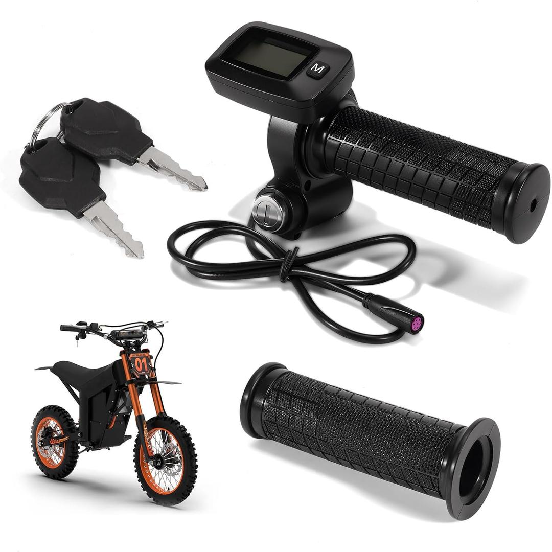 Upgraded E-Bike Throttle 48V w/LCD Display M Button-Keyless and Left Side Grips Fits for Tuttio Soleil01 Electric Bike Only (New Version, Non-Interchangeable with Old Throttle)