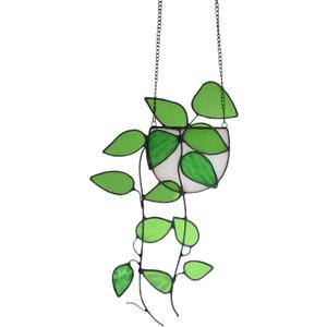 Lolitarcrafts Plant Stained Glass Window Hangings Faux Plant Leaf Suncatchers for Plant Lovers Monther Day Gifts